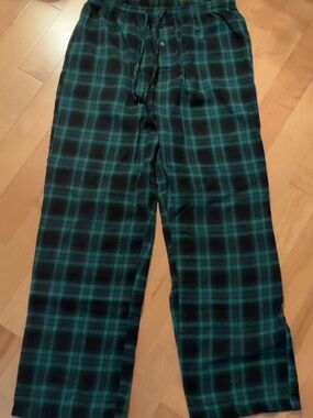 Men's Green and Black Plaid Lounge Joggers with Drawstring
